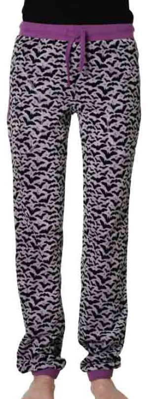DUNS Adult Baggy Pants - Bats Amethyst Orchid Velour