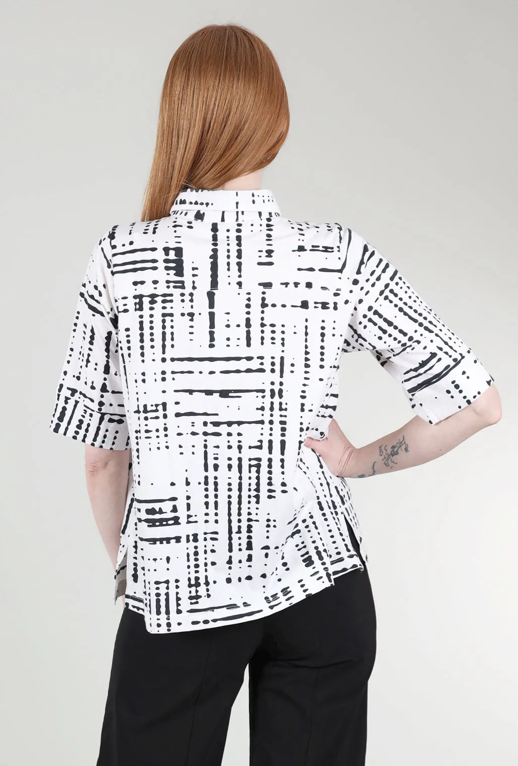 Elbow-Sleeve Camp Shirt, White