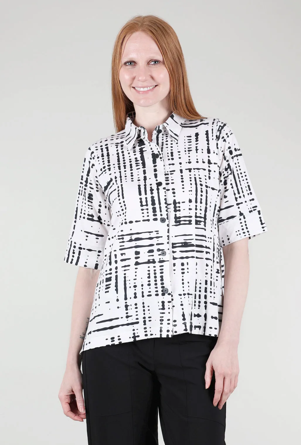 Elbow-Sleeve Camp Shirt, White