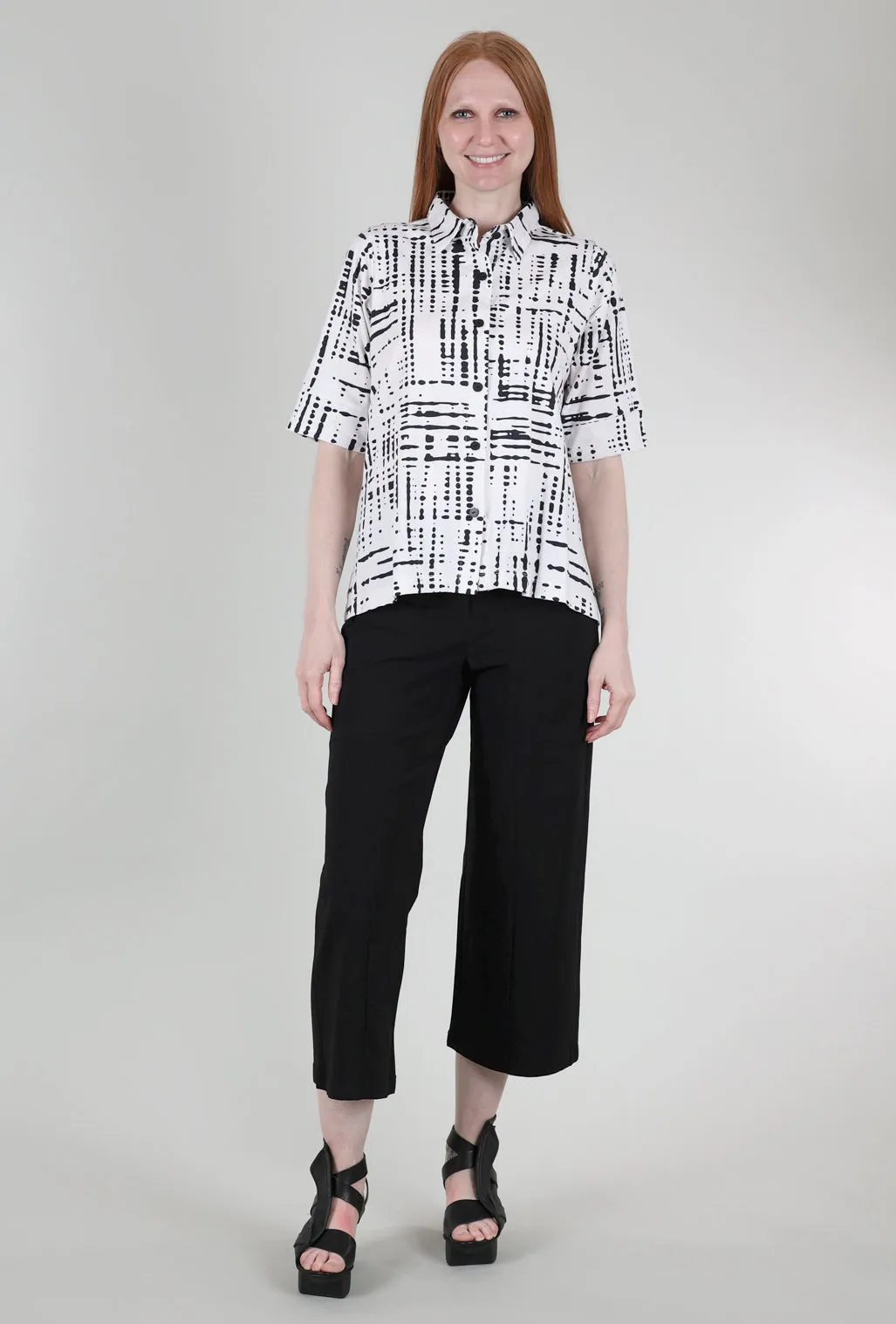 Elbow-Sleeve Camp Shirt, White