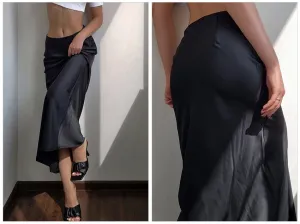 Elegant Satin Trumpet Skirts Fashion Street High Waist