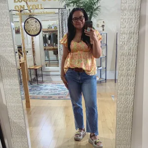 Floral Neon Babydoll Blouse