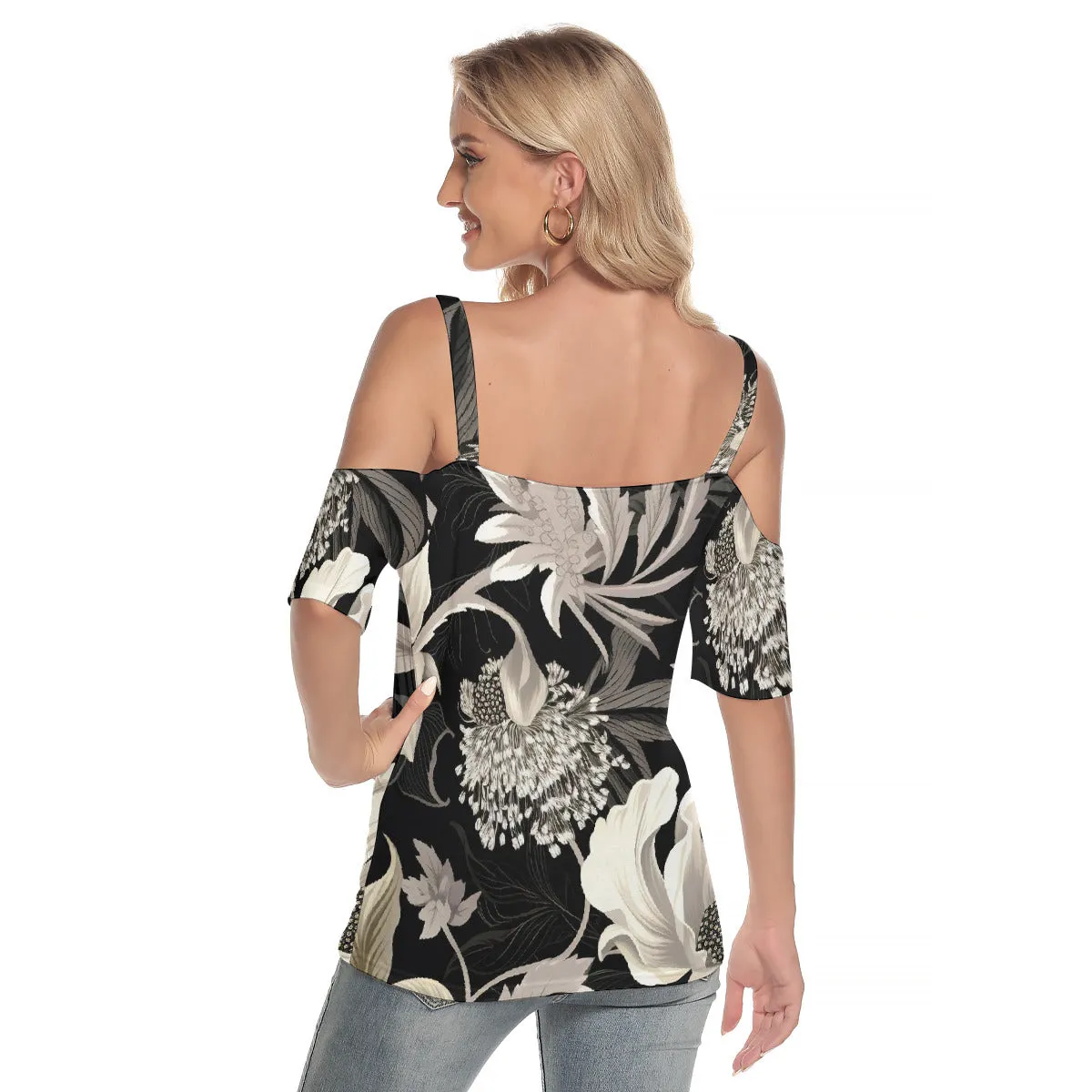 Floral Shoulder Shirt Criss Cross Straps