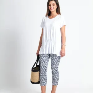Foil Signature Fuss Free Printed 7/8 Stretch Trousers - What The Hash
