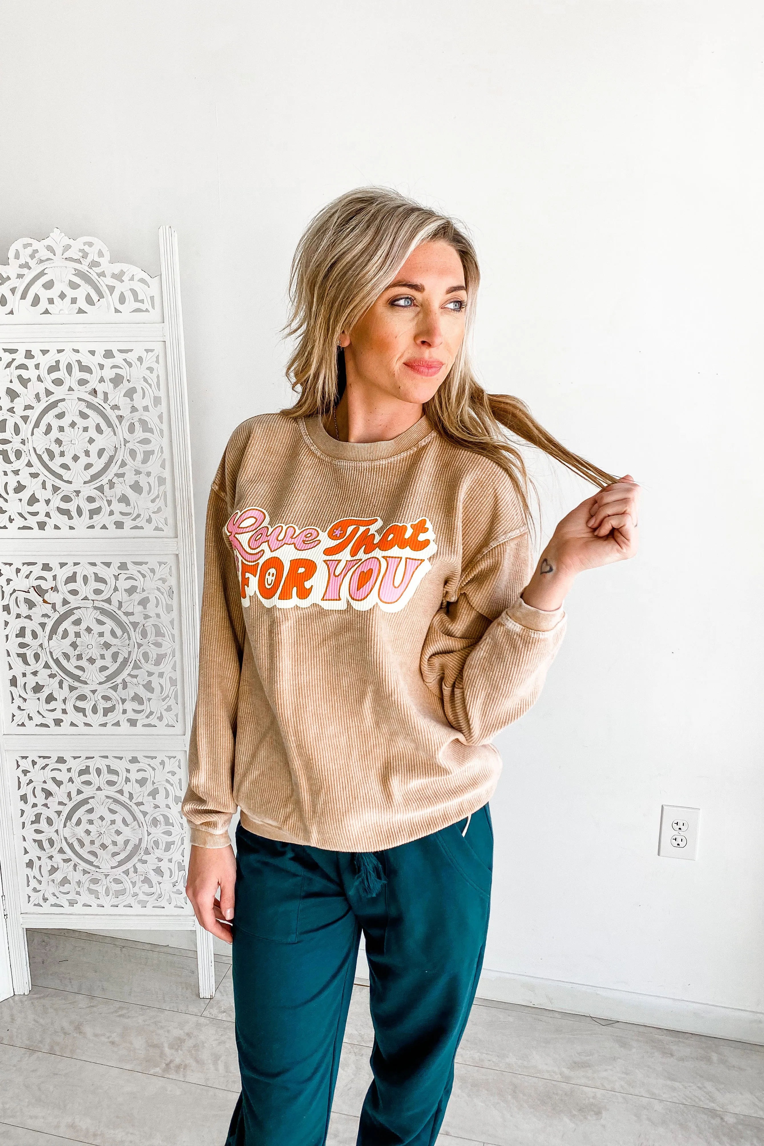 FRIDAY SATURDAY Love That For You Corded Pullover
