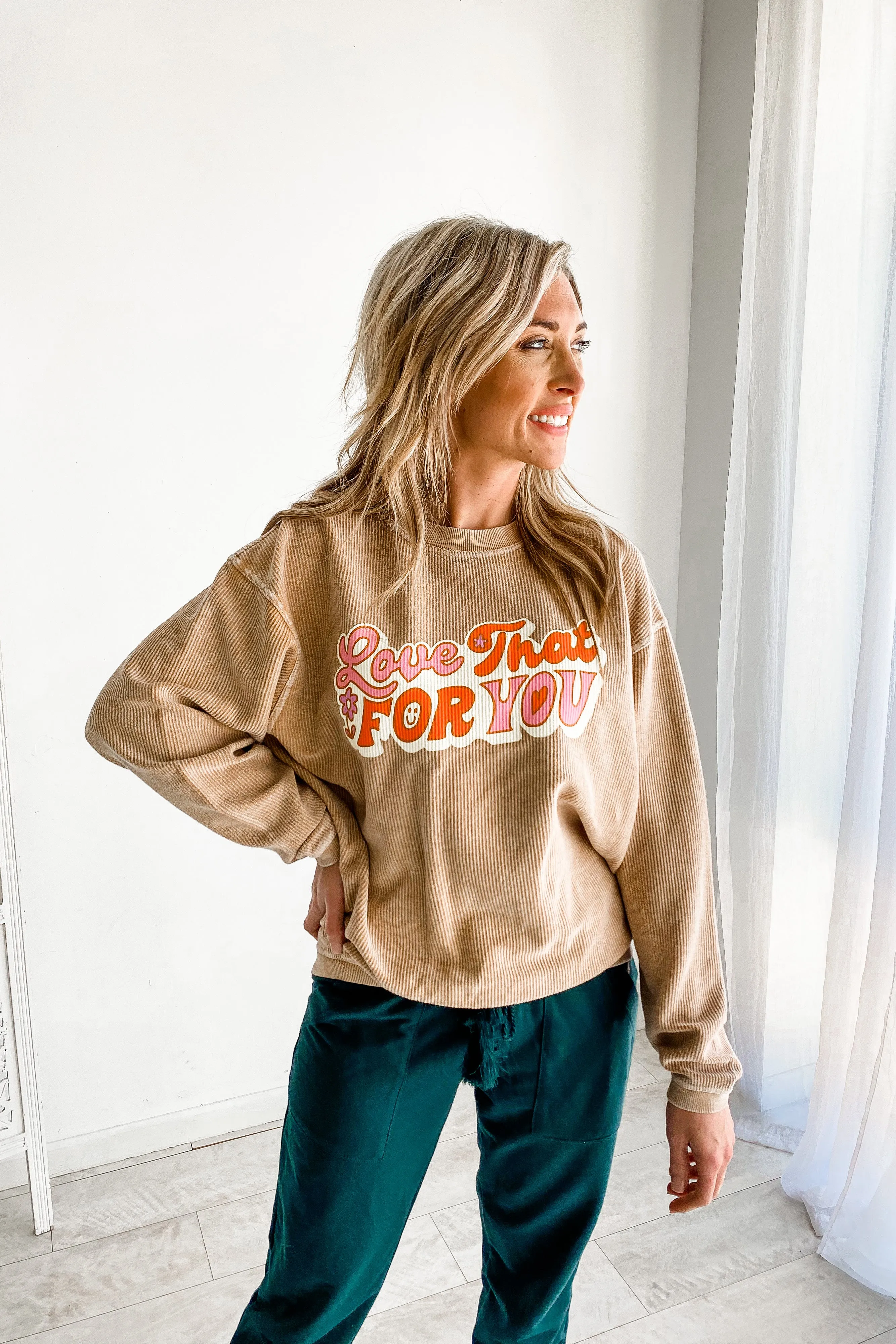 FRIDAY SATURDAY Love That For You Corded Pullover