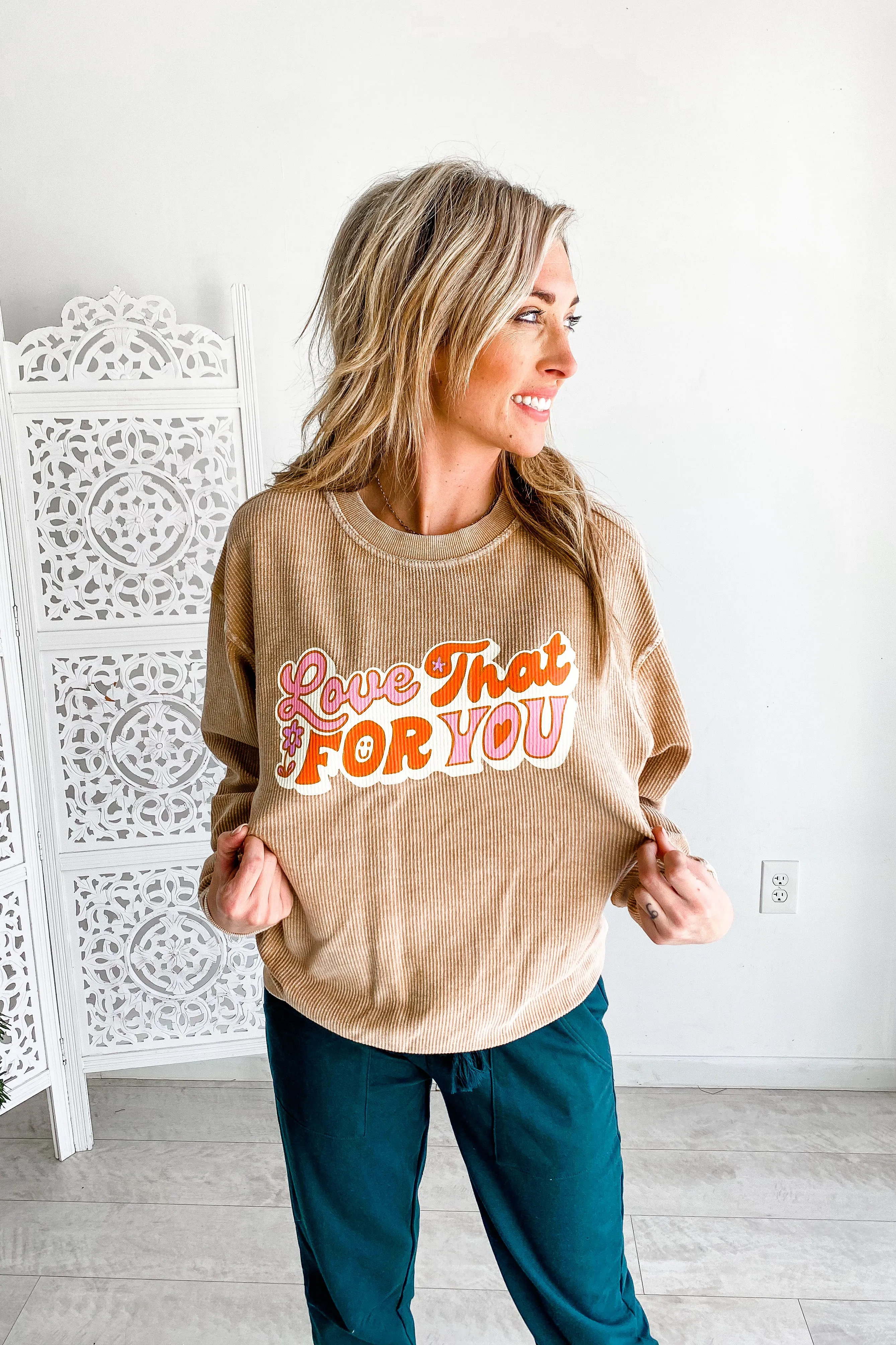 FRIDAY SATURDAY Love That For You Corded Pullover
