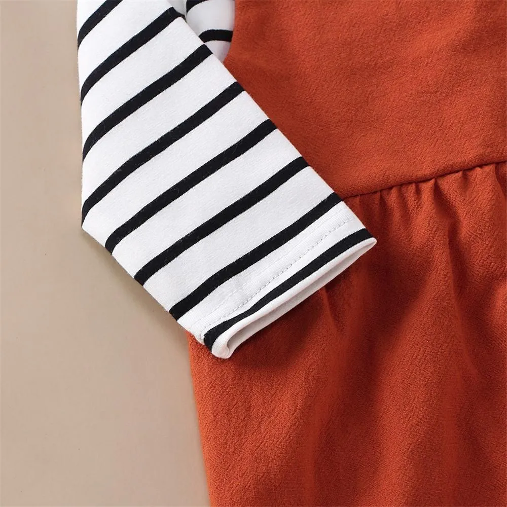 Girls Stripe Casual Top & Suspender Trousers