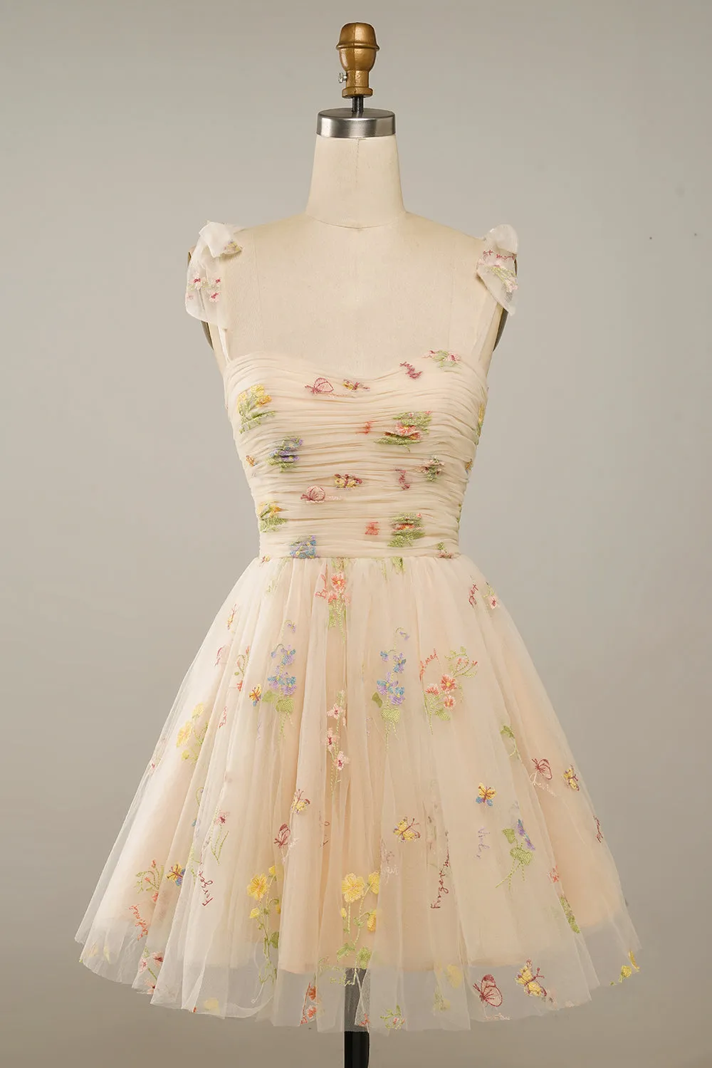 Green A-Line Homecoming Dress with Embroidery