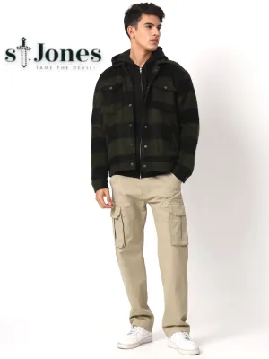 GREEN BLACK DROP SHOULDER SHACKETS