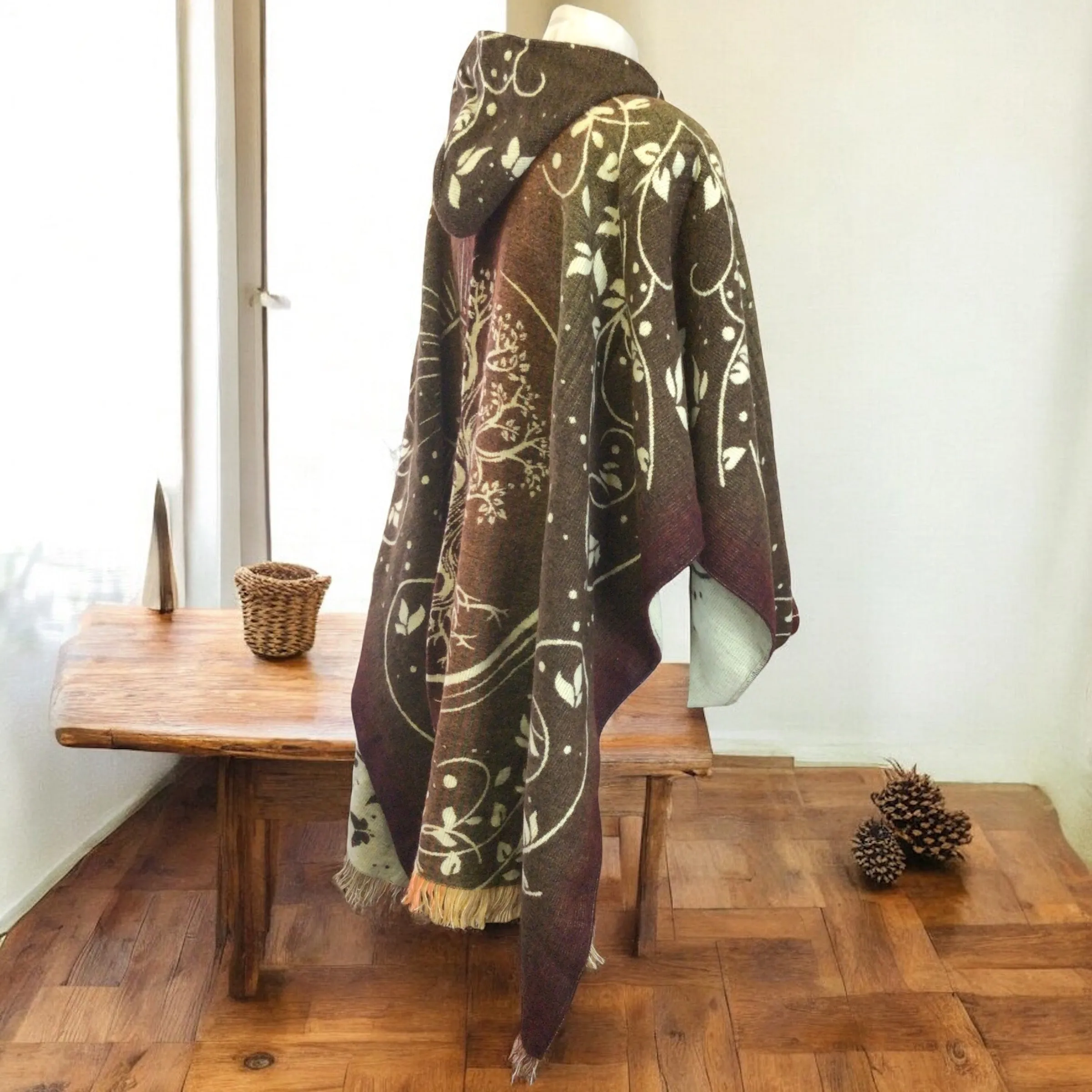 Handmade Ponchos brown ( life of tree)