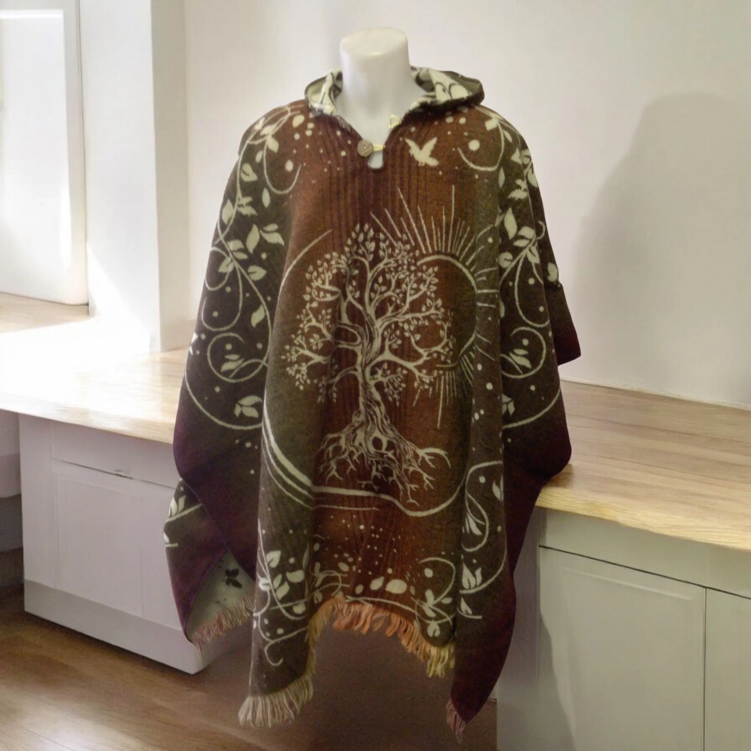 Handmade Ponchos brown ( life of tree)