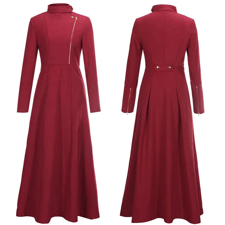 High Neck Long Sleeves Bohemian Flared Retro Long Coat