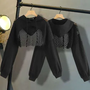 Hoodie Crop Tops Mesh