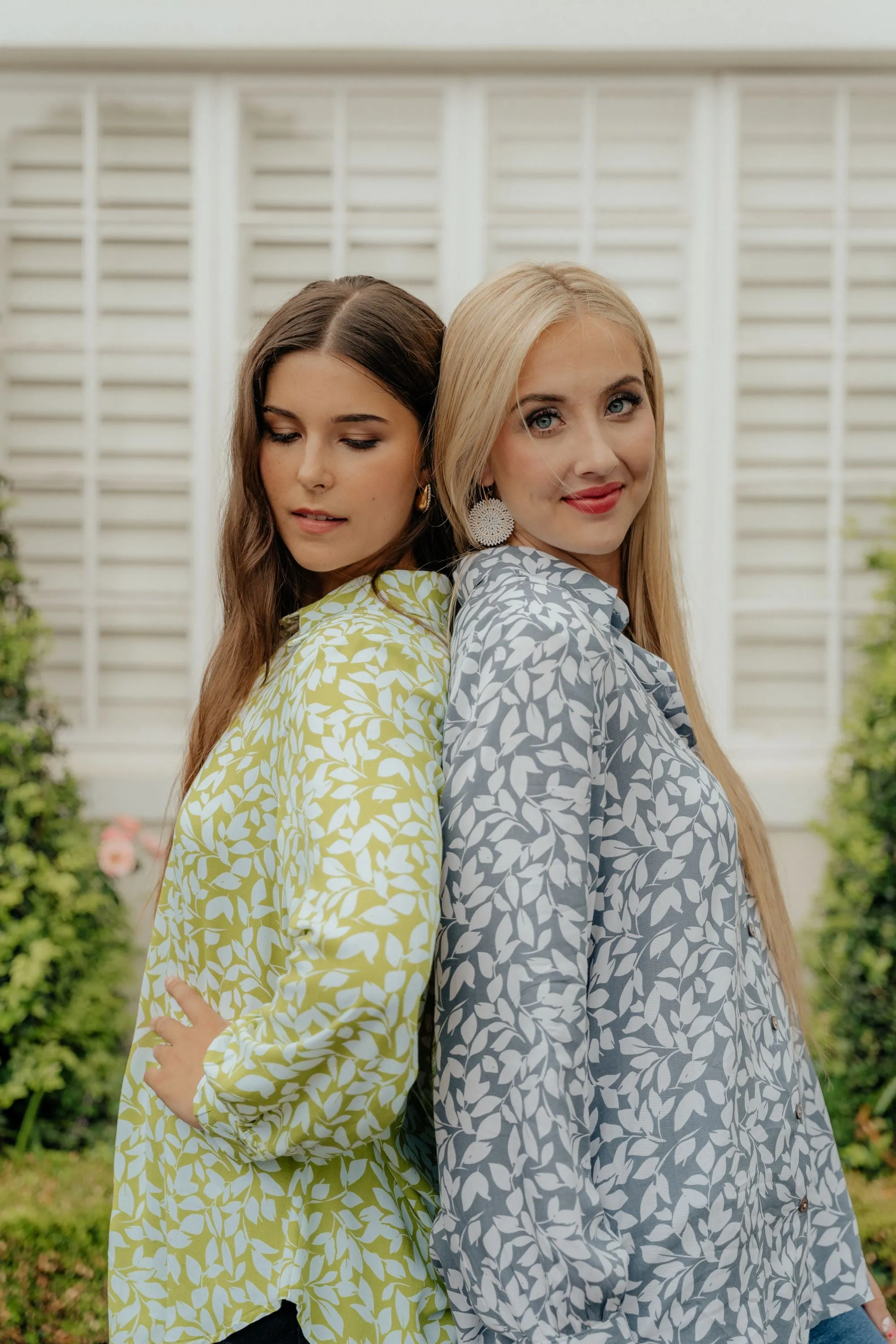Isla Blouse Blue Leaf print