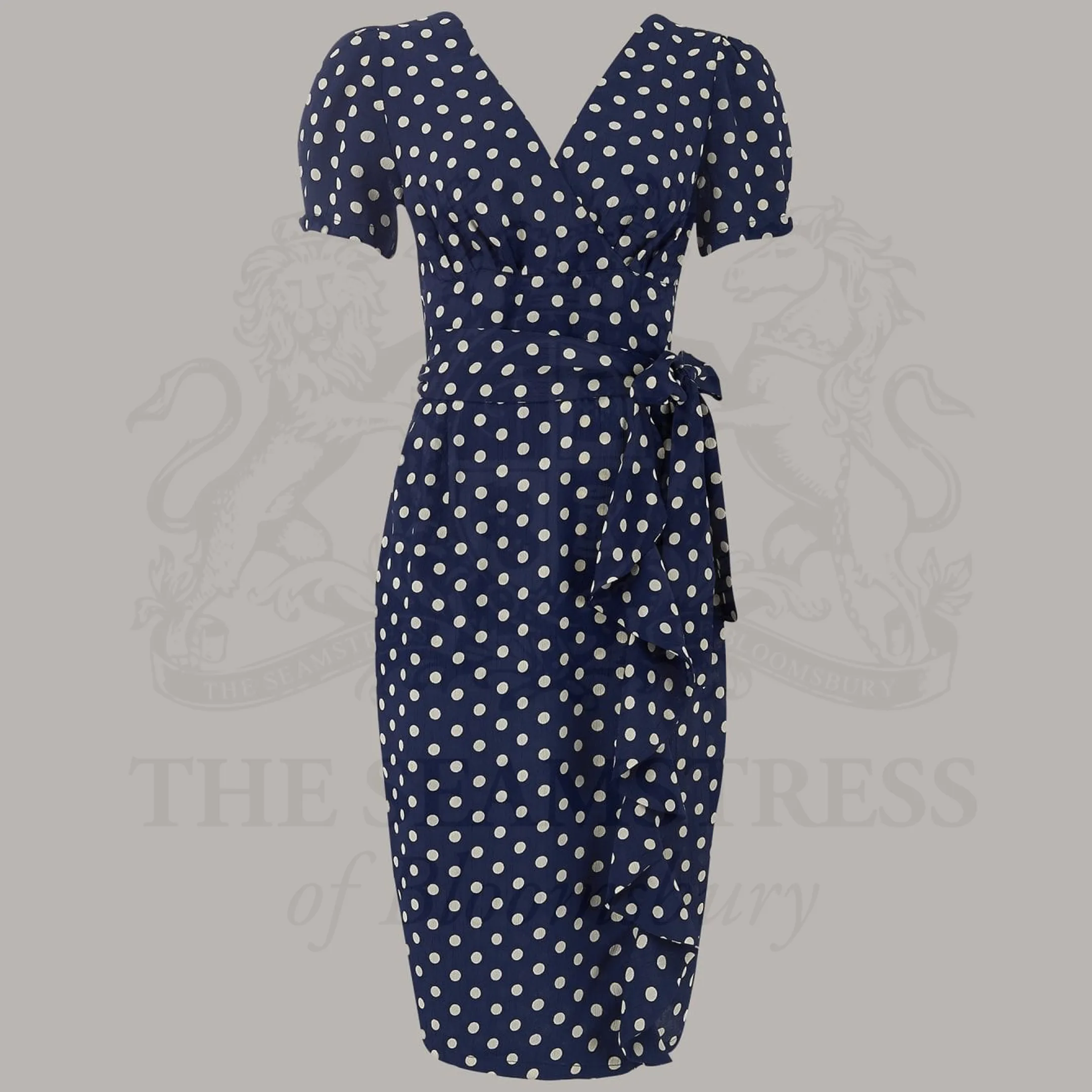 Lilian Dress in Navy Polka