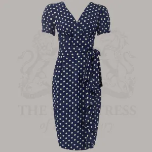 Lilian Dress in Navy Polka