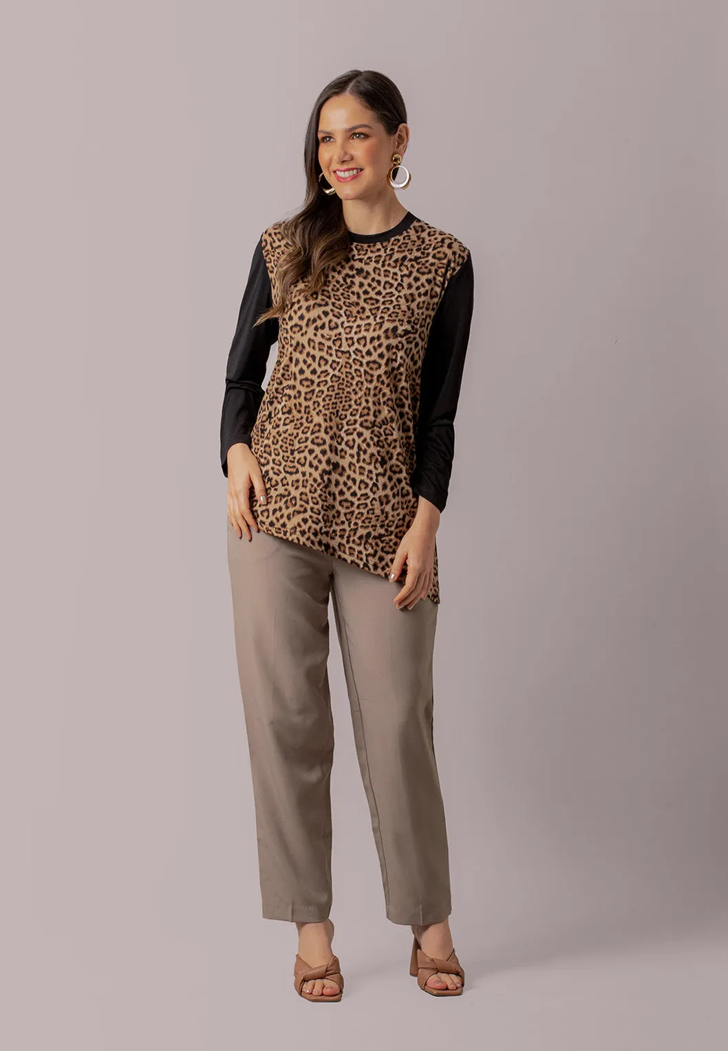 Long Sleeve Leopard Print Top