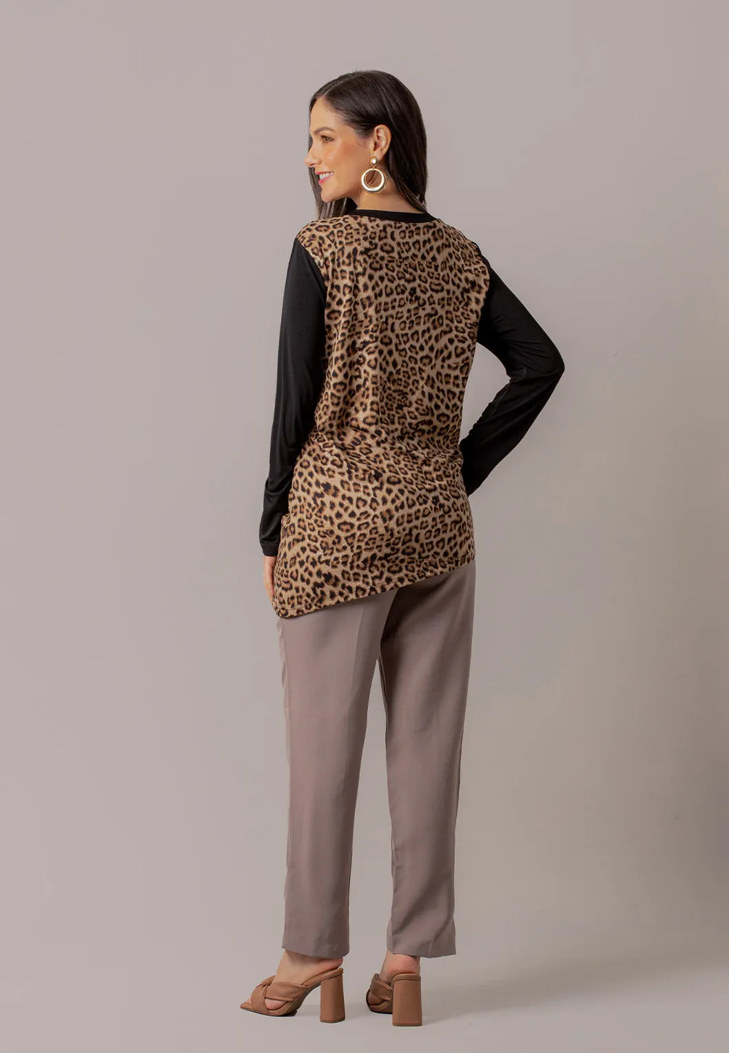 Long Sleeve Leopard Print Top