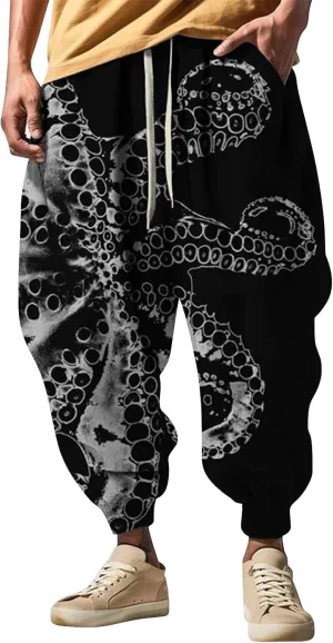 Loose Drop Crotch Trousers Street Feel Casual Sweatpants Baggy Elastic Drawstring Waist Aladdil Hippie Pant Baggy