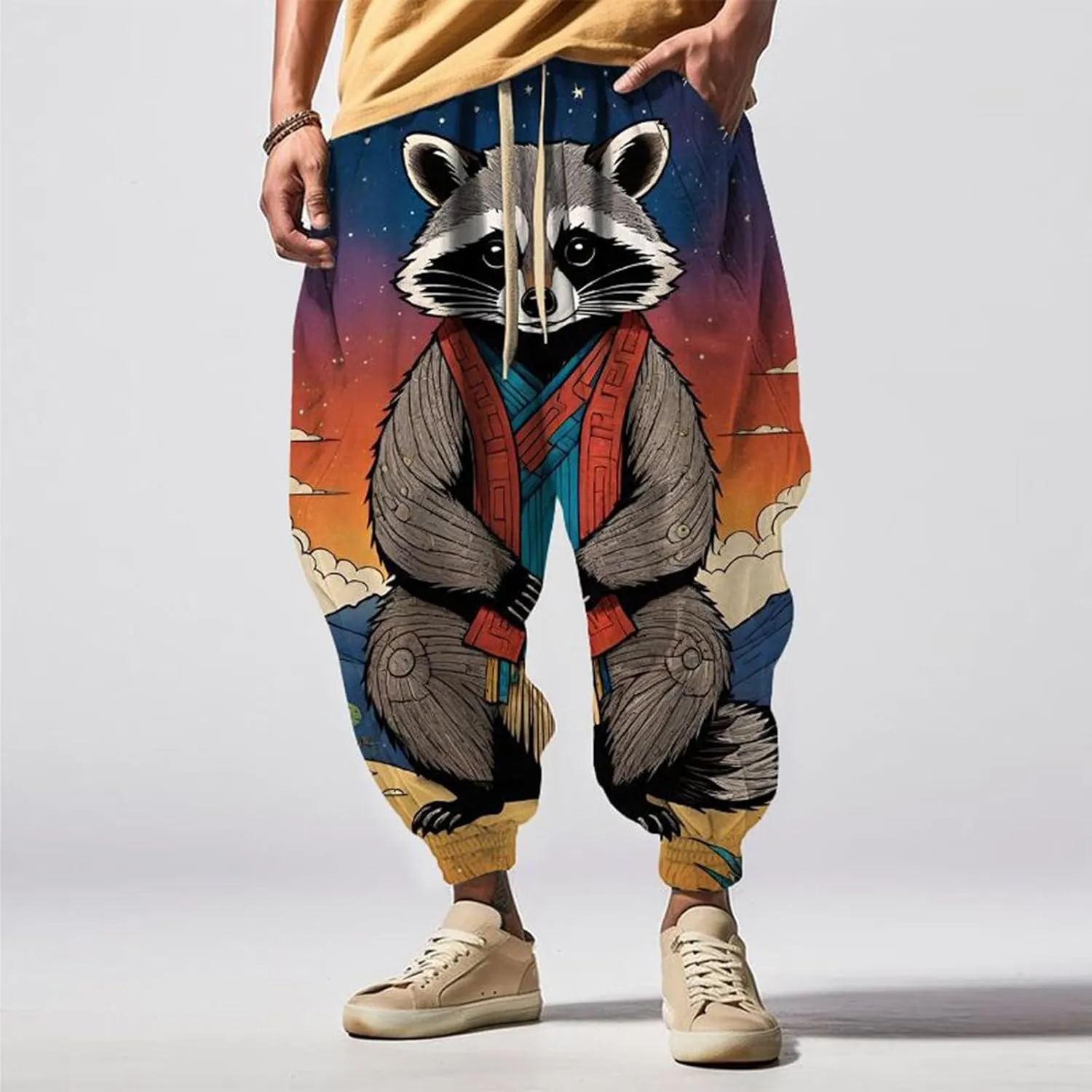 Loose Drop Crotch Trousers Street Feel Casual Sweatpants Funky Printed Plus Size Trousers Hammer Pants Trousers