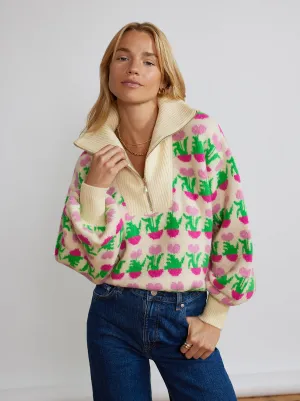 Lorna Flower Pot Zip Up Sweater