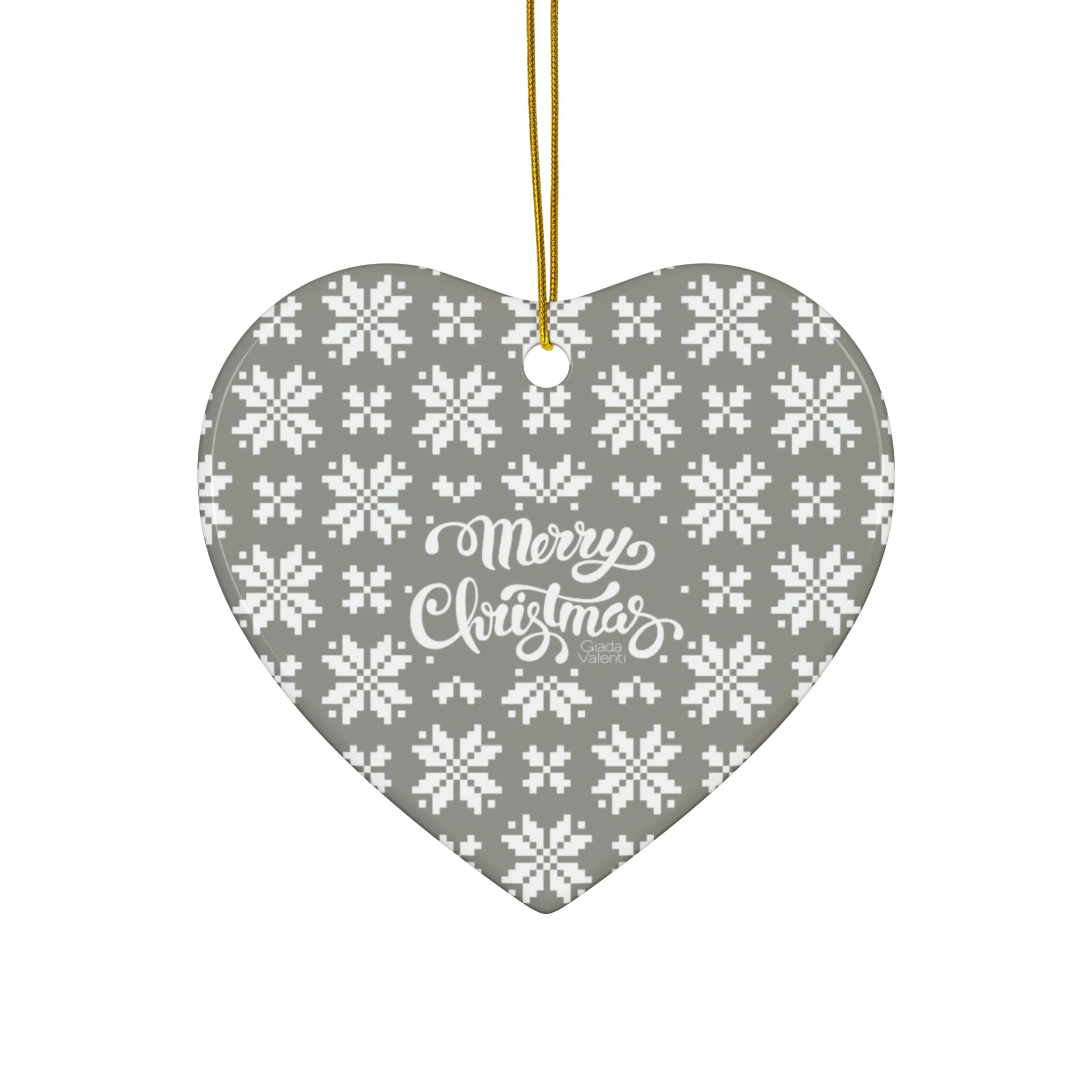Merry Christmas Ceramic Ornament with Italian Design print | Silver | Giada Valenti Collection