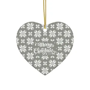 Merry Christmas Ceramic Ornament with Italian Design print | Silver | Giada Valenti Collection