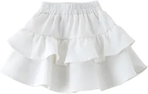 Mini Skirts For Little Girls A-Line Elastic Waist Cute Ruffle Cake Skirt Casual Fashion Skorts