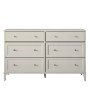Monticello Wide 6 Drawer Dresser with Gold Accents