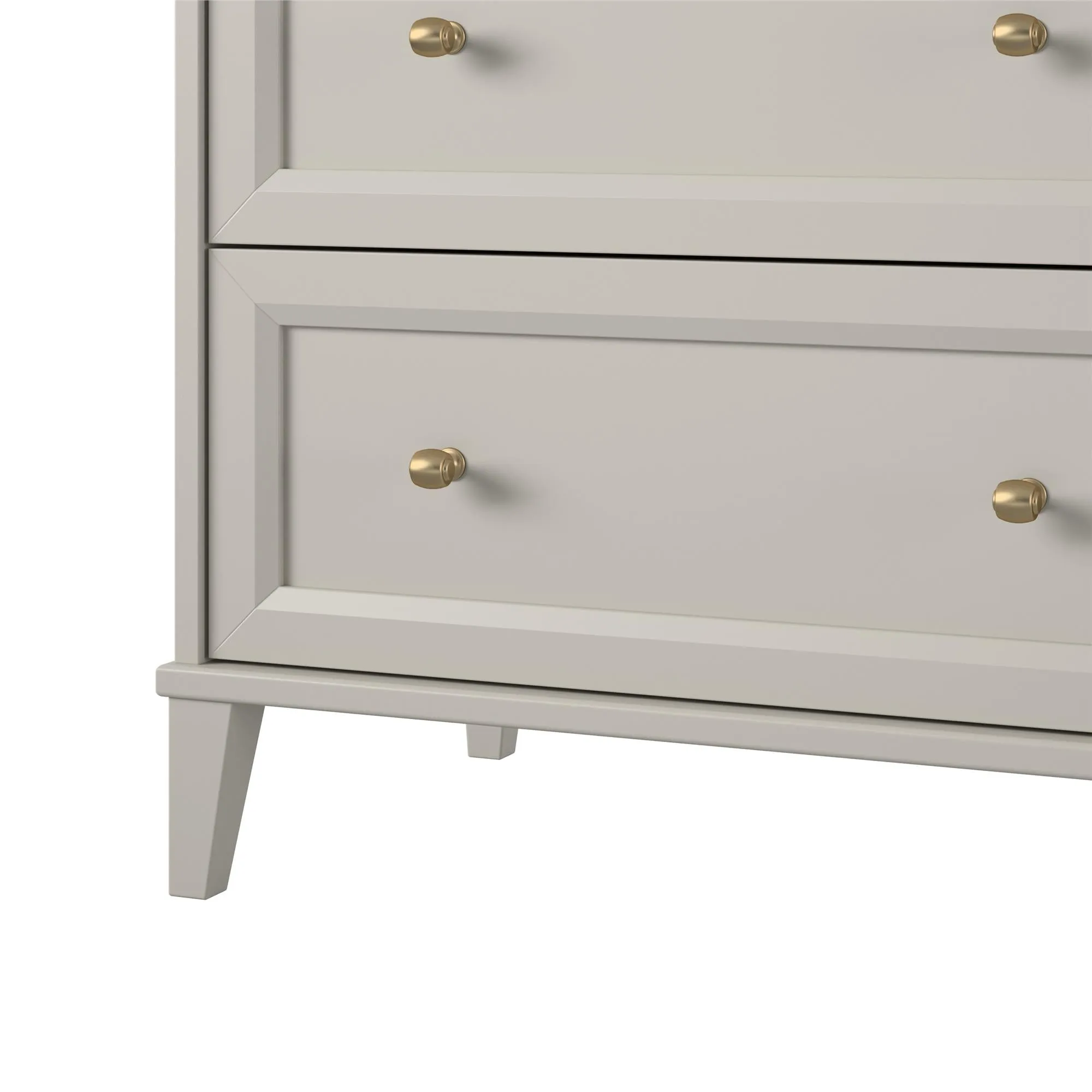 Monticello Wide 6 Drawer Dresser with Gold Accents