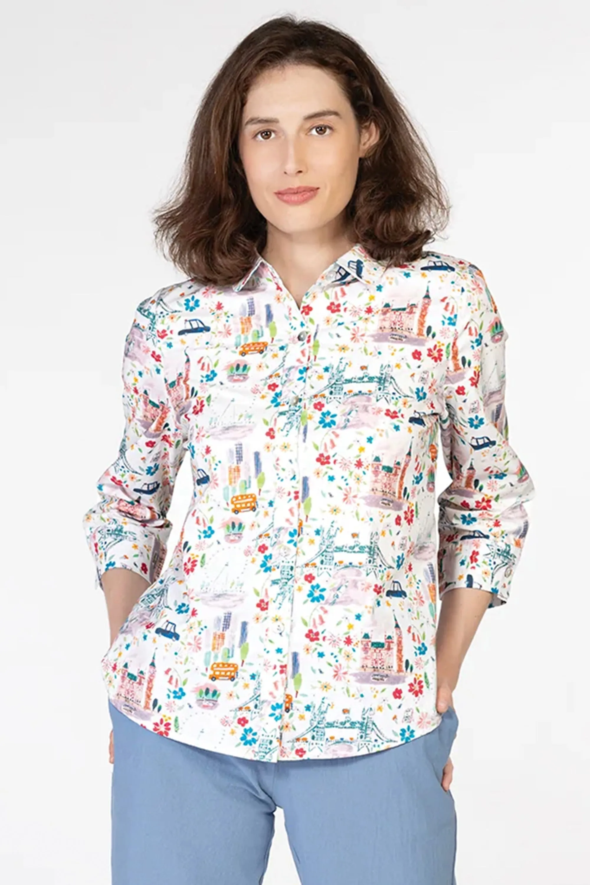 MULTI LONDON PRINT BLOUSE