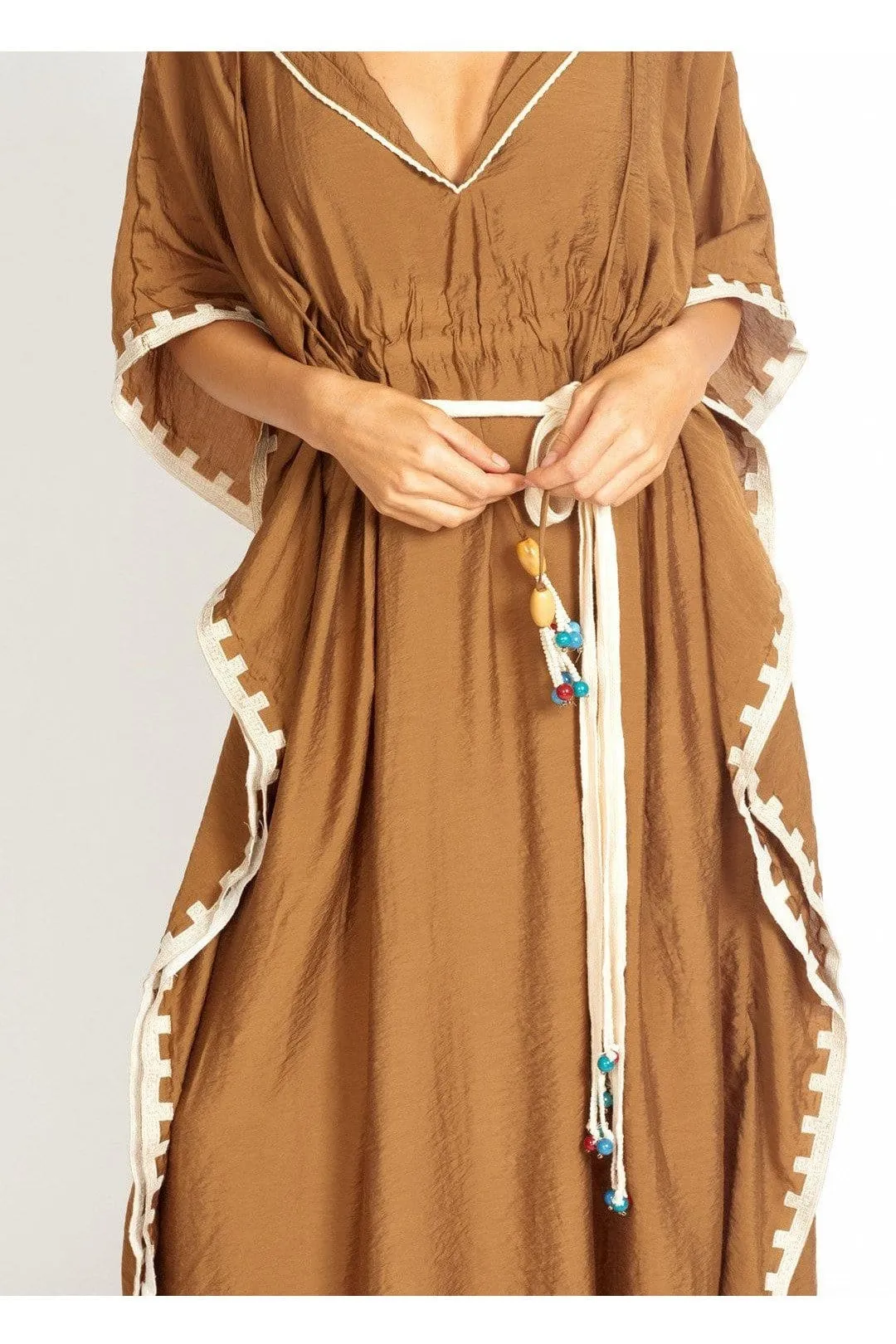 M.USE Tulum Beach Beaded Linen Poncho