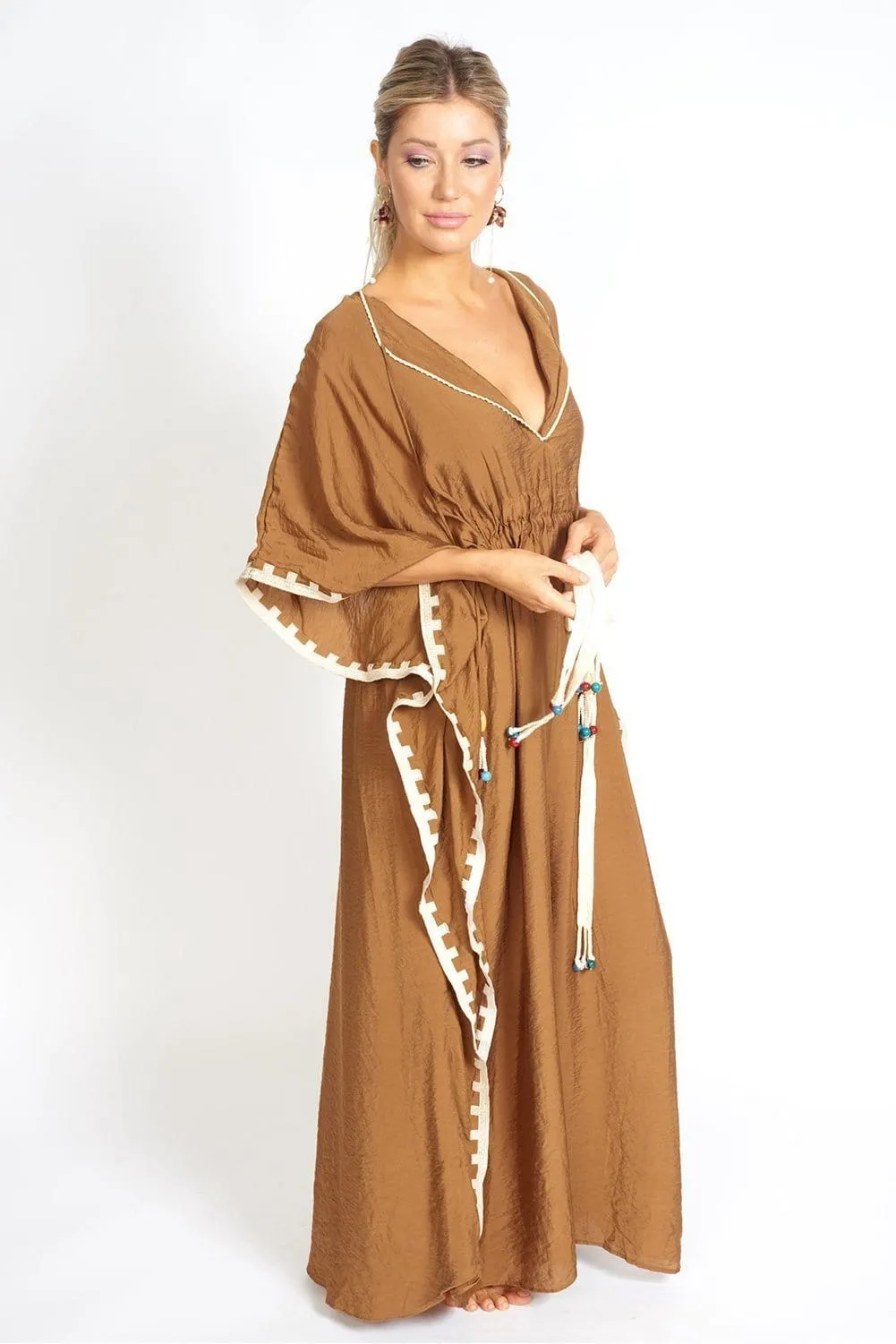 M.USE Tulum Beach Beaded Linen Poncho