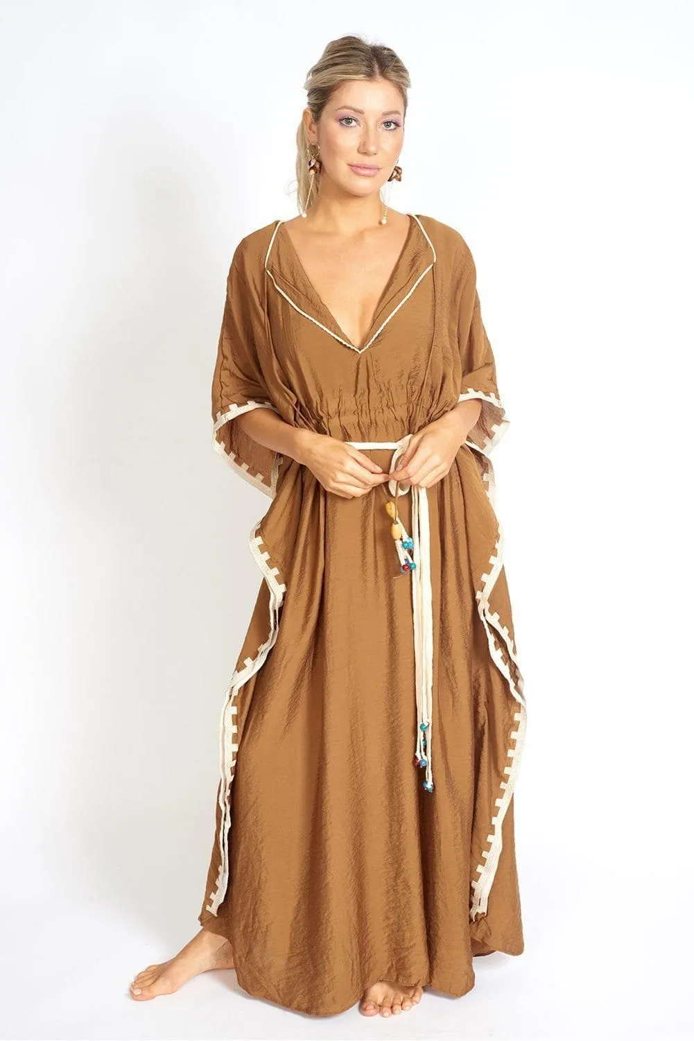 M.USE Tulum Beach Beaded Linen Poncho