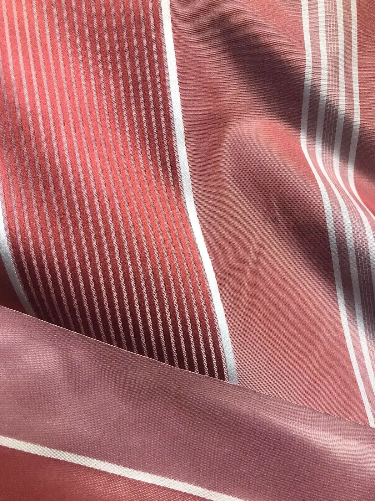 NEW Countess Lilly Designer 100% Silk Taffeta Dupioni Stripes Fabric - Rose 55” Wide