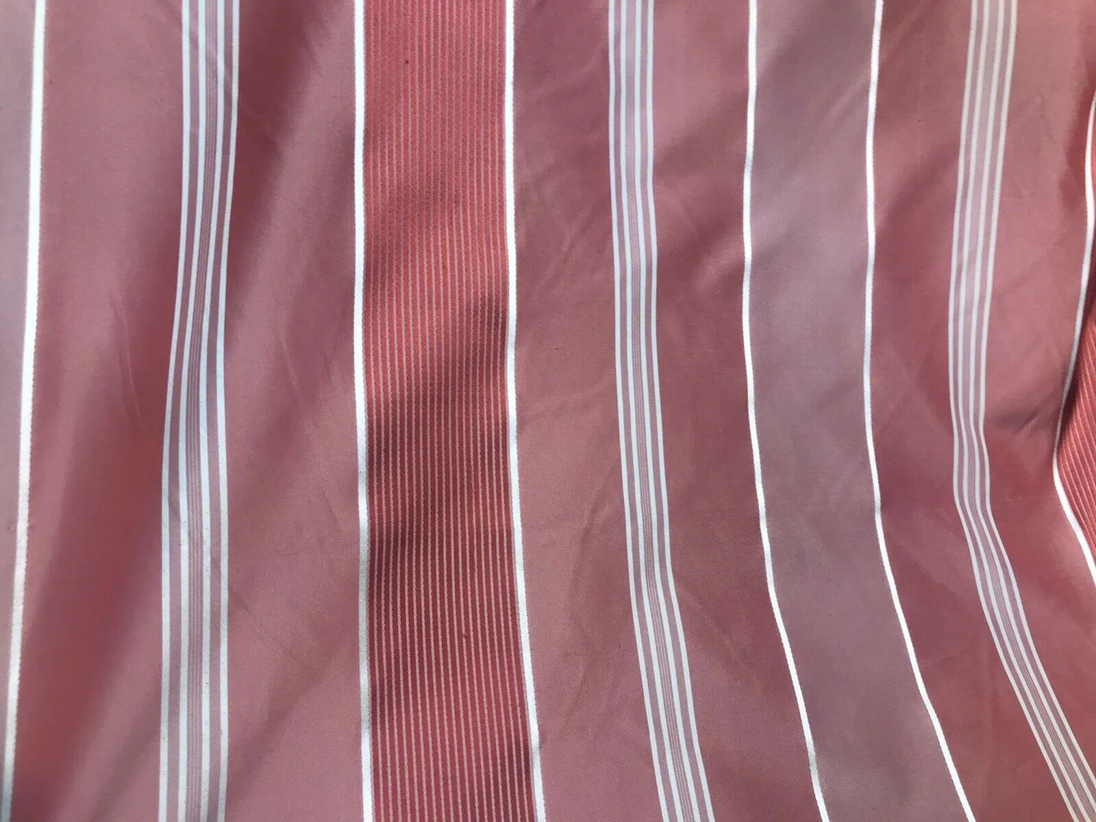 NEW Countess Lilly Designer 100% Silk Taffeta Dupioni Stripes Fabric - Rose 55” Wide