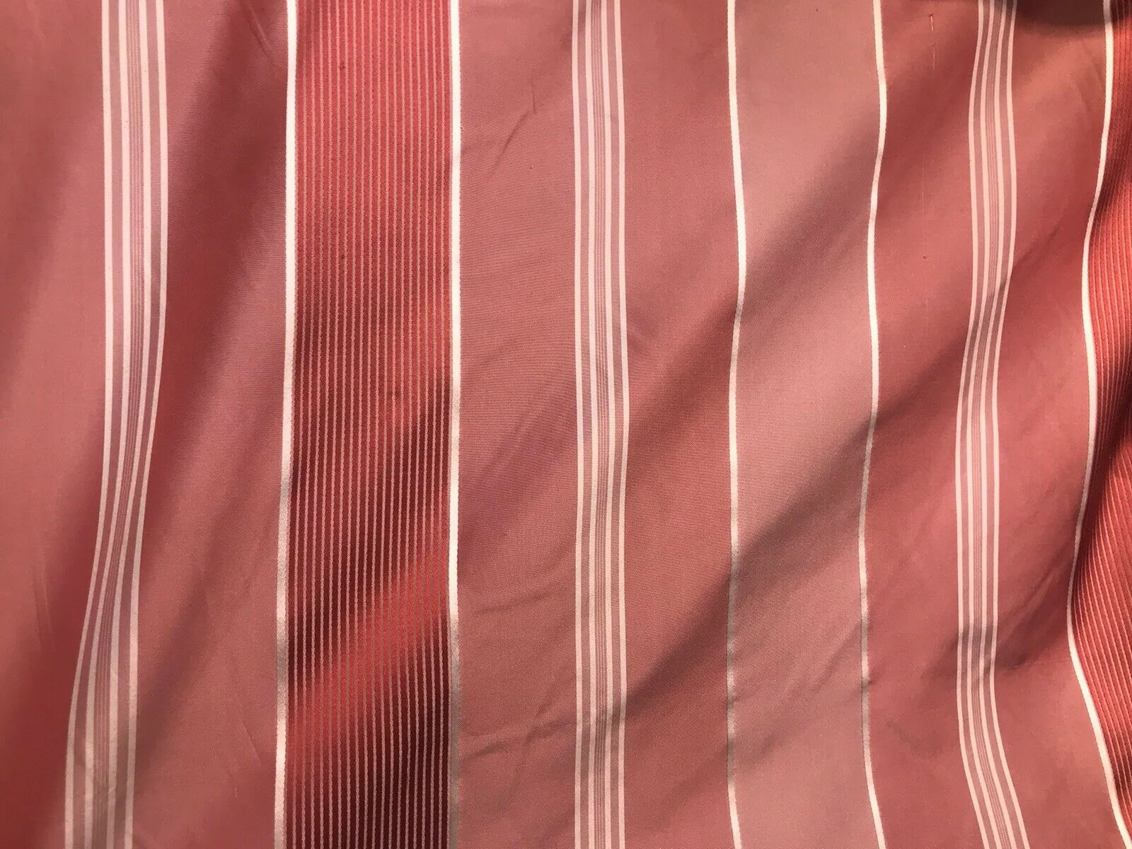 NEW Countess Lilly Designer 100% Silk Taffeta Dupioni Stripes Fabric - Rose 55” Wide