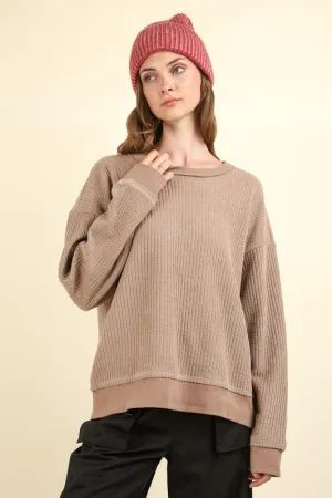 No Ordinary Day Mocha Oversized Soft Knit Top (Size Medium)