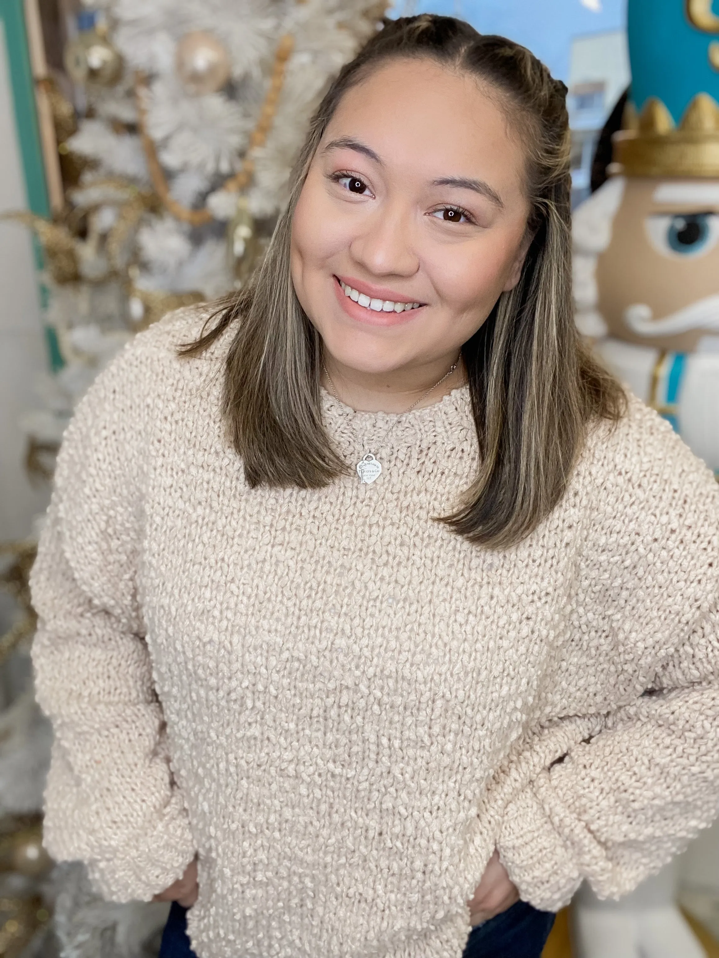 Oatmeal Loose Fit Knitted Sweater
