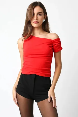 off shoulder assym top