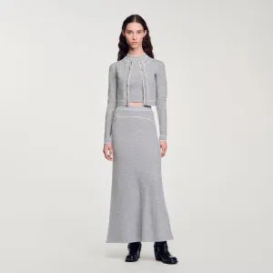 Oriane Long Wool Skirt Grey