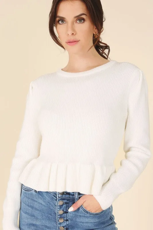 Peplum Ruffled Fancy Sweater Top
