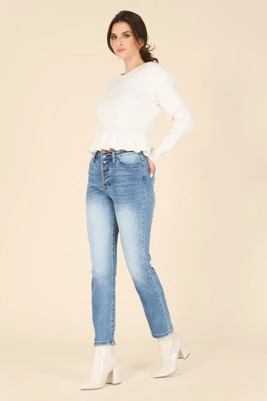 Peplum Ruffled Fancy Sweater Top