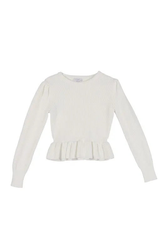 Peplum Ruffled Fancy Sweater Top
