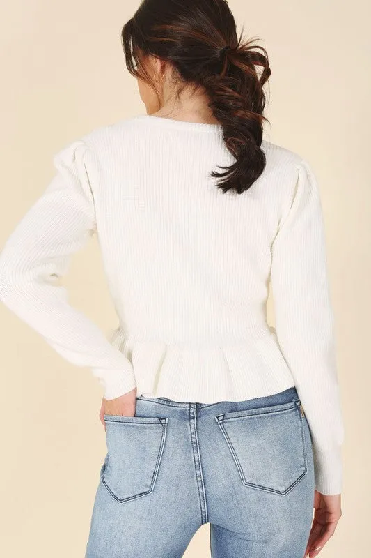 Peplum Ruffled Fancy Sweater Top
