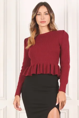 Peplum Ruffled Fancy Sweater Top