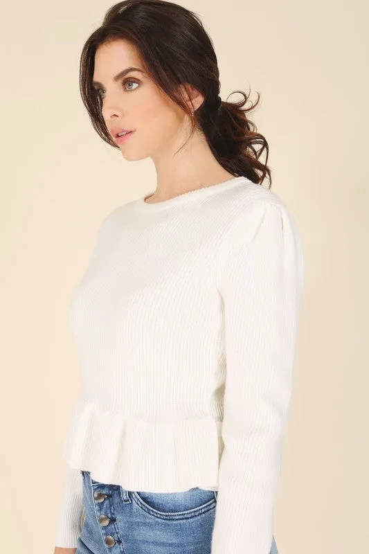 Peplum Ruffled Fancy Sweater Top