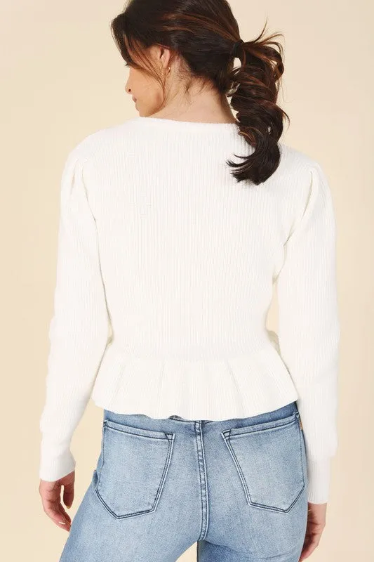 Peplum Ruffled Fancy Sweater Top