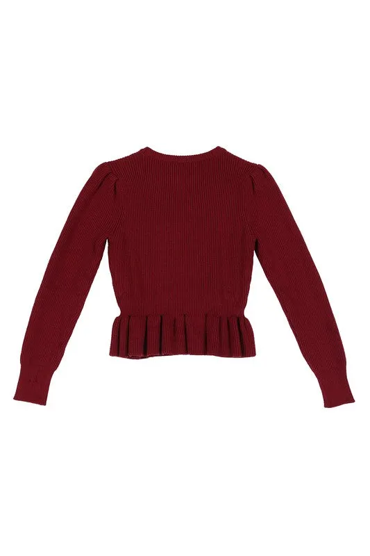Peplum Ruffled Fancy Sweater Top